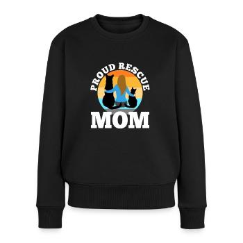 Proud rescue mom - Frauen Premium Bio Pullover - Schwarz - Vorne - Julia (174cm)