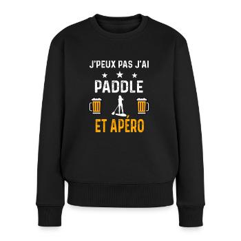 je peux pas j'ai paddle femme et apéro paddle - Pull Premium bio Femme - noir - Devant - Julia (174cm)