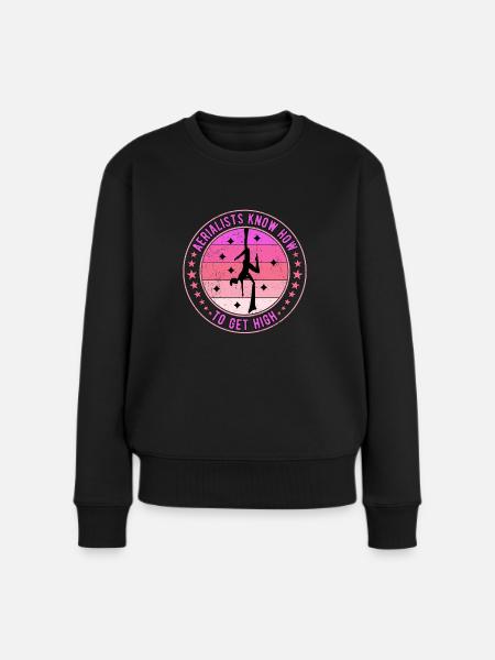 Vertikaltuchakrobatik Aerial Silk Akrobatin - Frauen Premium Bio Pullover - Schwarz