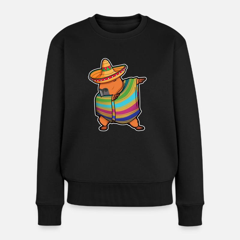 Capybara Cinco De Mayo Rodent Dab Mexican Kids Men - Women's Premium Organic Jumper - black