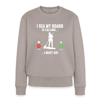 SUP Paddle Board Paddleboarding - Frauen Premium Bio Pullover - Taupe - Vorne - Julia (174cm)