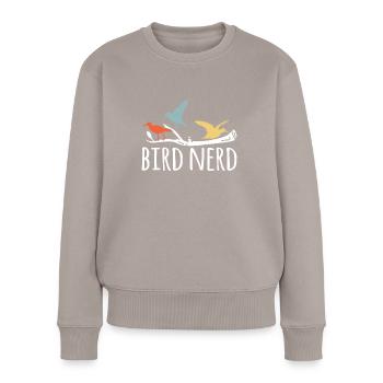 Bird Nerd Shirt Gift - Women's Premium Organic Jumper - taupe - Front - Julia (174cm)