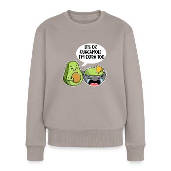 Its Ok Guacamole in Extra Too Avocado Gift - Women's Premium Organic Jumper - taupe - Front - Julia (174cm)