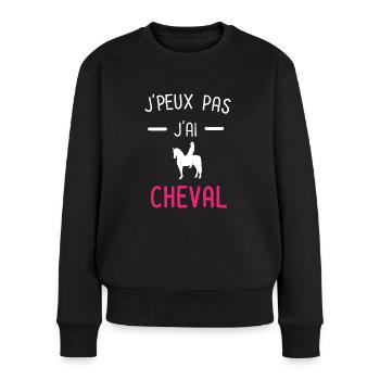 je peux pas j'ai cheval rose - Pull Premium bio Femme - noir - Devant - Julia (174cm)