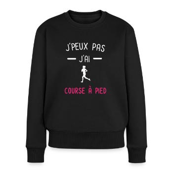 je peux pas j'ai course à pied rose - Pull Premium bio Femme - noir - Devant - Julia (174cm)
