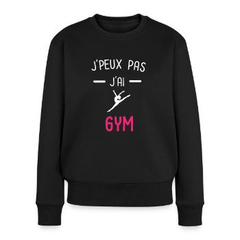 je peux pas j'ai gym rose - Pull Premium bio Femme - noir - Devant - Julia (174cm)