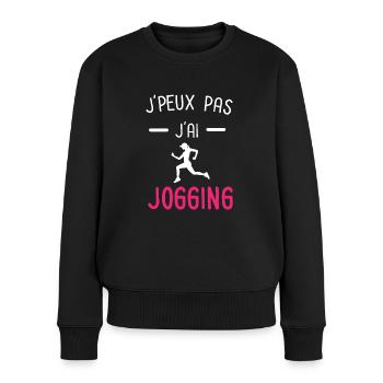 je peux pas j'ai jogging rose - Pull Premium bio Femme - noir - Devant - Julia (174cm)