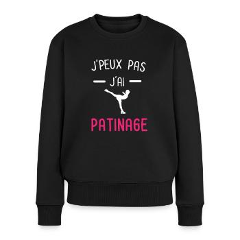 je peux pas j'ai patinage rose - Pull Premium bio Femme - noir - Devant - Julia (174cm)