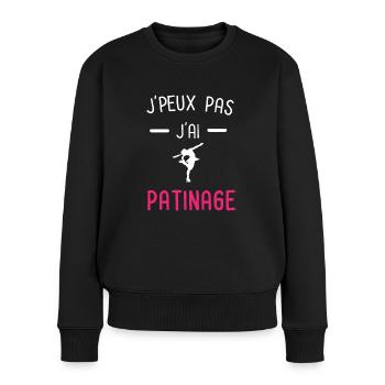 je peux pas j'ai patinage sport rose - Pull Premium bio Femme - noir - Devant - Julia (174cm)