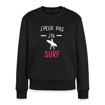 je peux pas j'ai surf board rose - Pull Premium bio Femme - noir - Devant - Julia (174cm)
