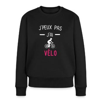 je peux pas j'ai vélo cyclisme rose - Pull Premium bio Femme - noir - Devant - Julia (174cm)