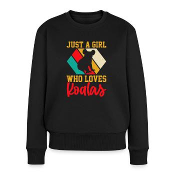 NUR EIN MÄDCHEN, DAS KOALAS LIEBT - Frauen Premium Bio Pullover - Schwarz - Vorne - Julia (174cm)