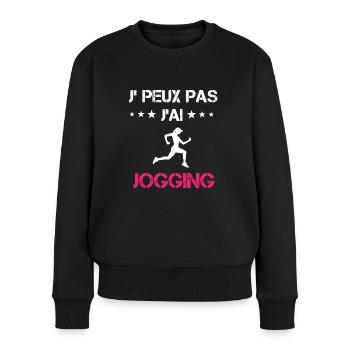 je peux pas j'ai jogging cadeau rose - Pull Premium bio Femme - noir - Devant - Julia (174cm)