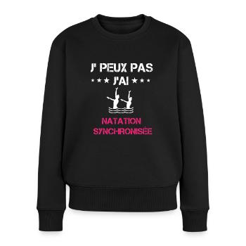je peux pas j'ai natation cadeau rose - Pull Premium bio Femme - noir - Devant - Julia (174cm)