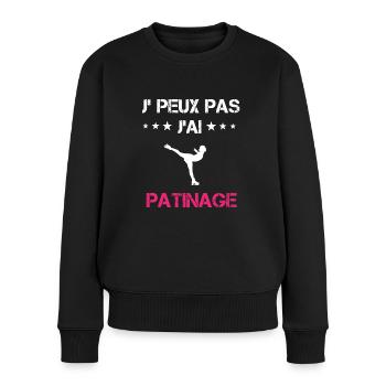 je peux pas j'ai patinage cadeau rose - Pull Premium bio Femme - noir - Devant - Julia (174cm)