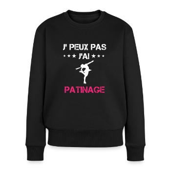 je peux pas j'ai patinage sport cadeau rose - Pull Premium bio Femme - noir - Devant - Julia (174cm)