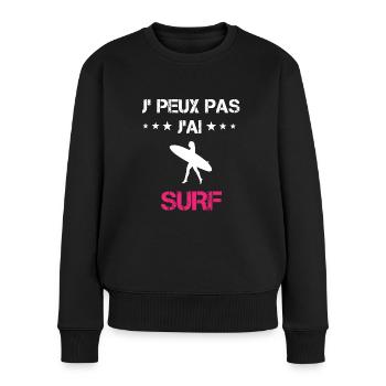 je peux pas j'ai surf board cadeau rose - Pull Premium bio Femme - noir - Devant - Julia (174cm)