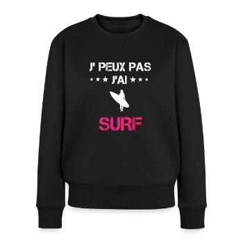 je peux pas j'ai surf cadeau rose - Pull Premium bio Femme - noir - Devant - Julia (174cm)