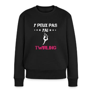 je peux pas j'ai twirling cadeau rose - Pull Premium bio Femme - noir - Devant - Julia (174cm)
