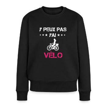 je peux pas j'ai vélo cyclisme cadeau rose - Pull Premium bio Femme - noir - Devant - Julia (174cm)