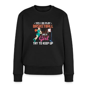 Yes i do play basketball like a girl - Pull Premium bio Femme - noir - Devant - Julia (174cm)