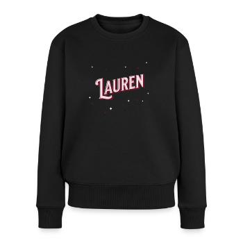 Prénom Lauren personnalisé - Pull Premium bio Femme - noir - Devant - Julia (174cm)