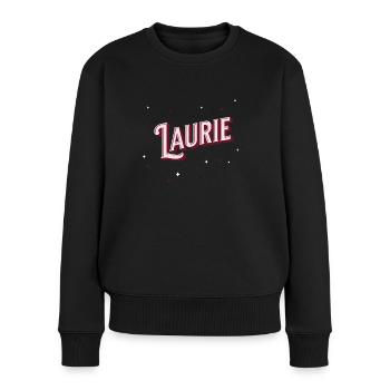 Prénom Laurie personnalisé - Pull Premium bio Femme - noir - Devant - Julia (174cm)