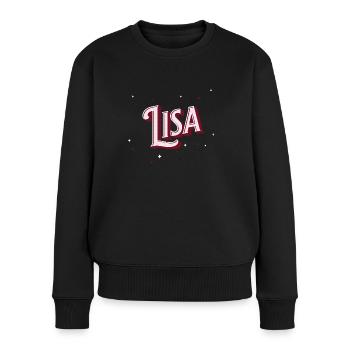 Prénom Lisa personnalisé - Pull Premium bio Femme - noir - Devant - Julia (174cm)