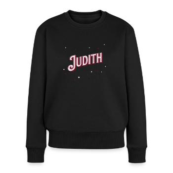 Prénom Judith personnalisé - Pull Premium bio Femme - noir - Devant - Julia (174cm)