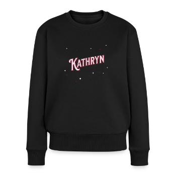 Prénom Kathryn personnalisé - Pull Premium bio Femme - noir - Devant - Julia (174cm)