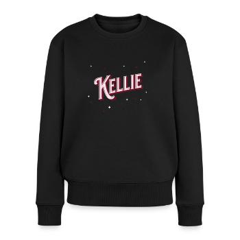 Prénom Kellie personnalisé - Pull Premium bio Femme - noir - Devant - Julia (174cm)