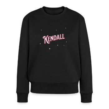 Prénom Kendall personnalisé - Pull Premium bio Femme - noir - Devant - Julia (174cm)