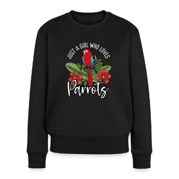 Just a girl who loves parrots - Women's Premium Organic Jumper - black - Front - Julia (174cm)