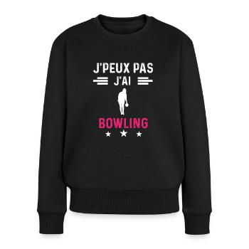je peux pas j'ai bowling drôle femme - Pull Premium bio Femme - noir - Devant - Julia (174cm)