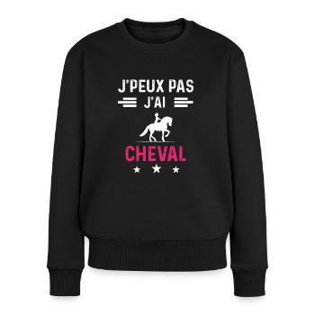 je peux pas j'ai cheval drôle femme - Pull Premium bio Femme - noir - Devant - Julia (174cm)