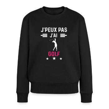 je peux pas j'ai golf drôle femme - Pull Premium bio Femme - noir - Devant - Julia (174cm)