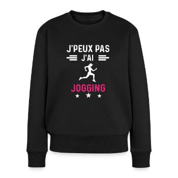 je peux pas j'ai jogging drôle femme - Pull Premium bio Femme - noir - Devant - Julia (174cm)