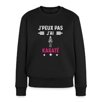 je peux pas j'ai karaté drôle femme - Pull Premium bio Femme - noir - Devant - Julia (174cm)