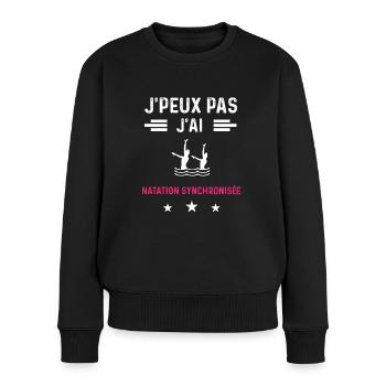 je peux pas j'ai natation drôle femme - Pull Premium bio Femme - noir - Devant - Julia (174cm)