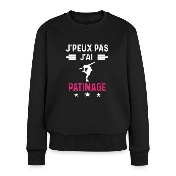 je peux pas j'ai patinage sport drôle femme - Pull Premium bio Femme - noir - Devant - Julia (174cm)