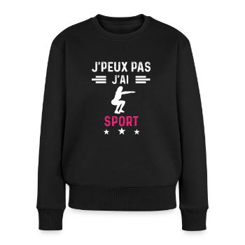 je peux pas j'ai sport drôle femme - Pull Premium bio Femme - noir - Devant - Julia (174cm)