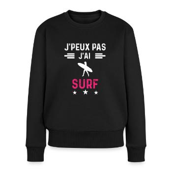 je peux pas j'ai surf board drôle femme - Pull Premium bio Femme - noir - Devant - Julia (174cm)