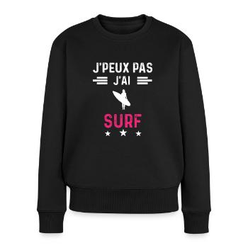 je peux pas j'ai surf drôle femme - Pull Premium bio Femme - noir - Devant - Julia (174cm)