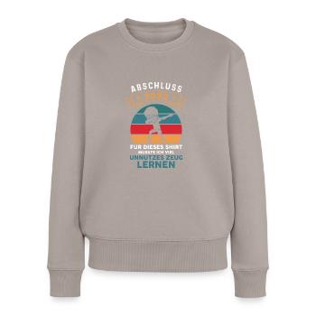 Schulabschluss Realschule Hauptschule Abschluss - Frauen Premium Bio Pullover - Taupe - Vorne - Julia (174cm)