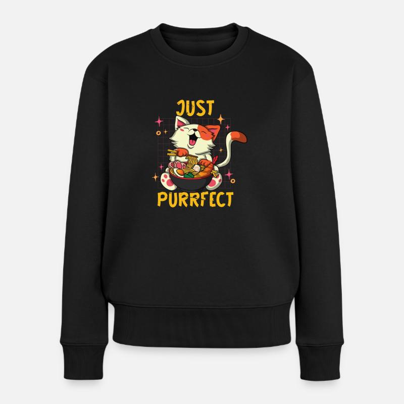 Just Perfect Katze Katzen Baby Katzenmama - Frauen Premium Bio Pullover - Schwarz