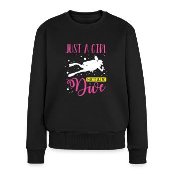 Nur Ein Mädchen, Das Gerne Taucht - Frauen Premium Bio Pullover - Schwarz - Vorne - Julia (174cm)