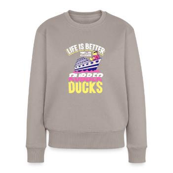 Gummiente Gummienten Entenliebhaber Badezimmer - Frauen Premium Bio Pullover - Taupe - Vorne - Julia (174cm)