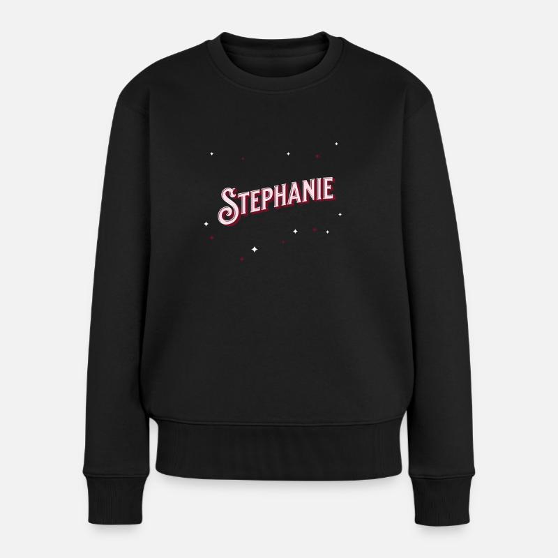 Stephanie Namen personalisiert - Frauen Premium Bio Pullover - Schwarz