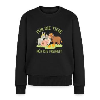 Für die Tiere Für die Freiheit - Frauen Premium Bio Pullover - Schwarz - Vorne - Julia (174cm)