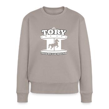 Anti-conservateurs anti-conservateurs La misère des conservateurs tourne autour - Pull Premium bio Femme - taupe - Devant - Julia (174cm)
